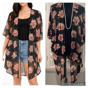 Short sleeve floral duster